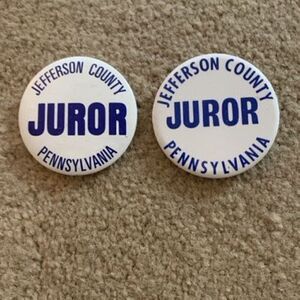 2 Jefferson County Pennsylvania Juror Pins Badges